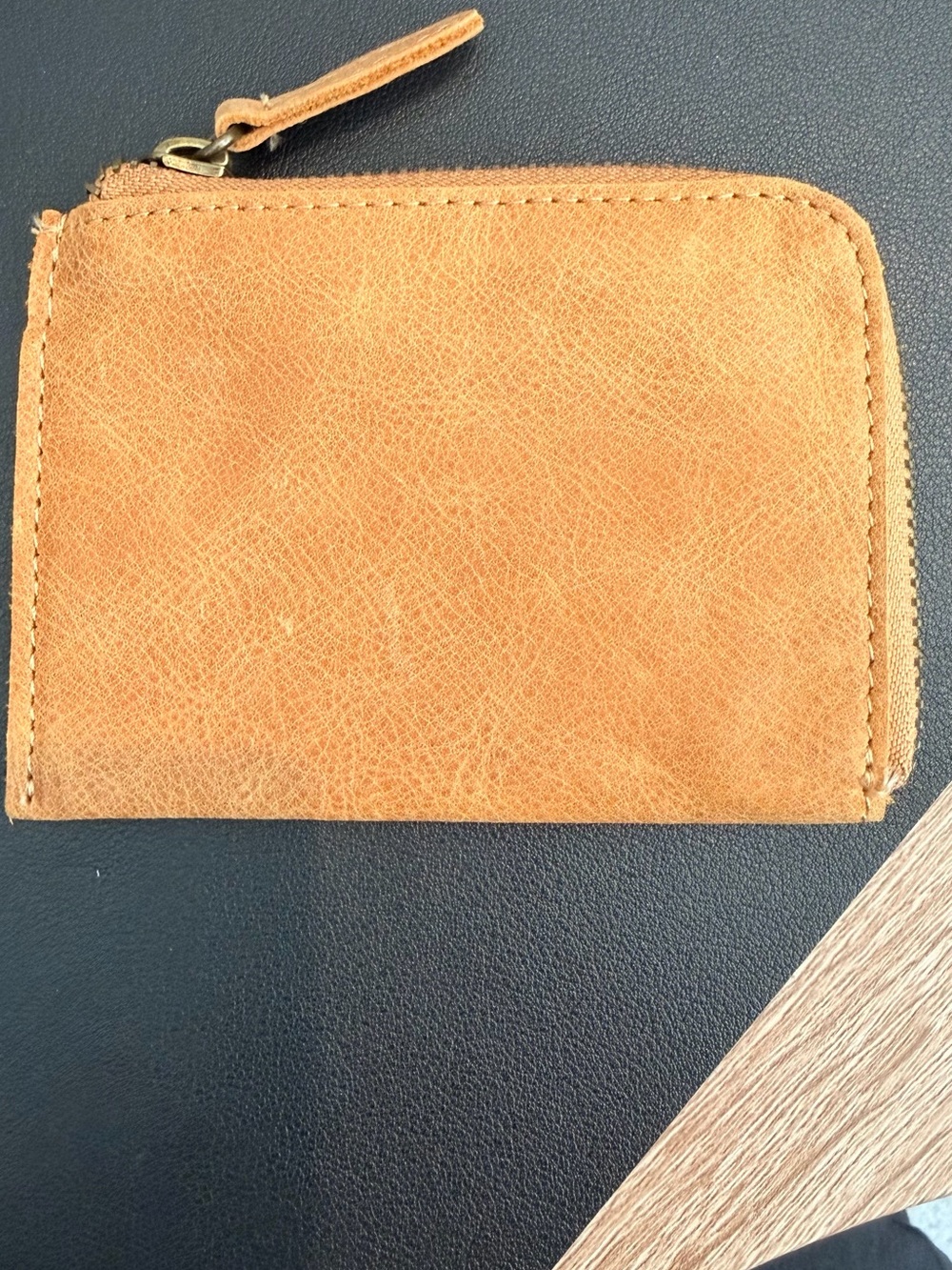Hearth & Hand Tan Leather Zip Card Holder